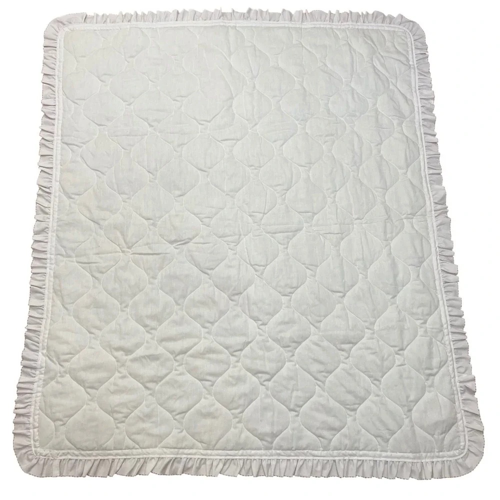 Bunny and Bear Quilted Baby Blanket Ruffle Moon Stars‎ Floor Blanket 49